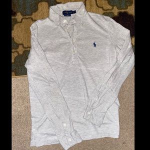 Grey polo cotton mid-button down